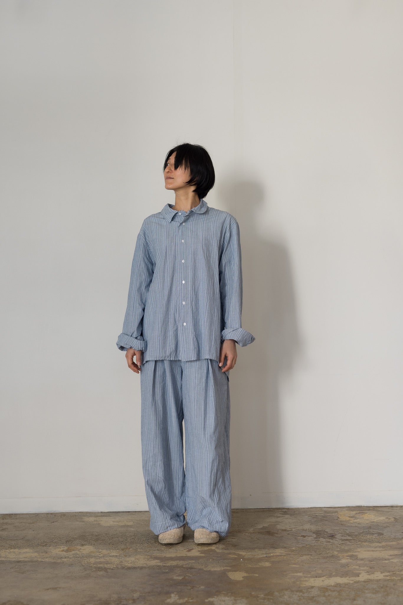 One tack wide pants / Stripe