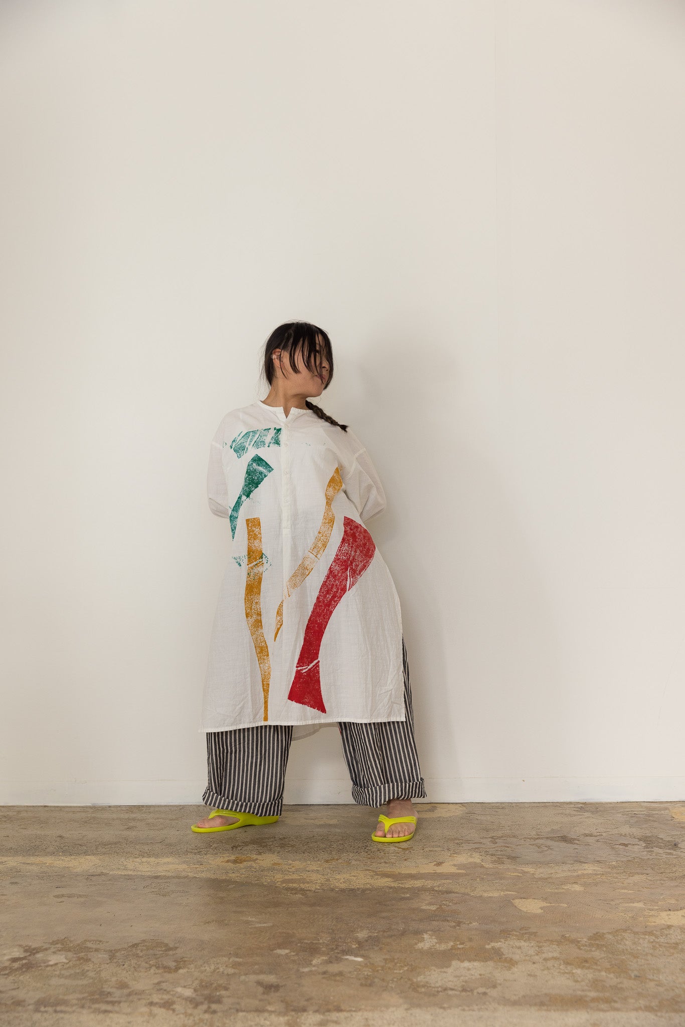 Separate shirt long / Geometric dyed