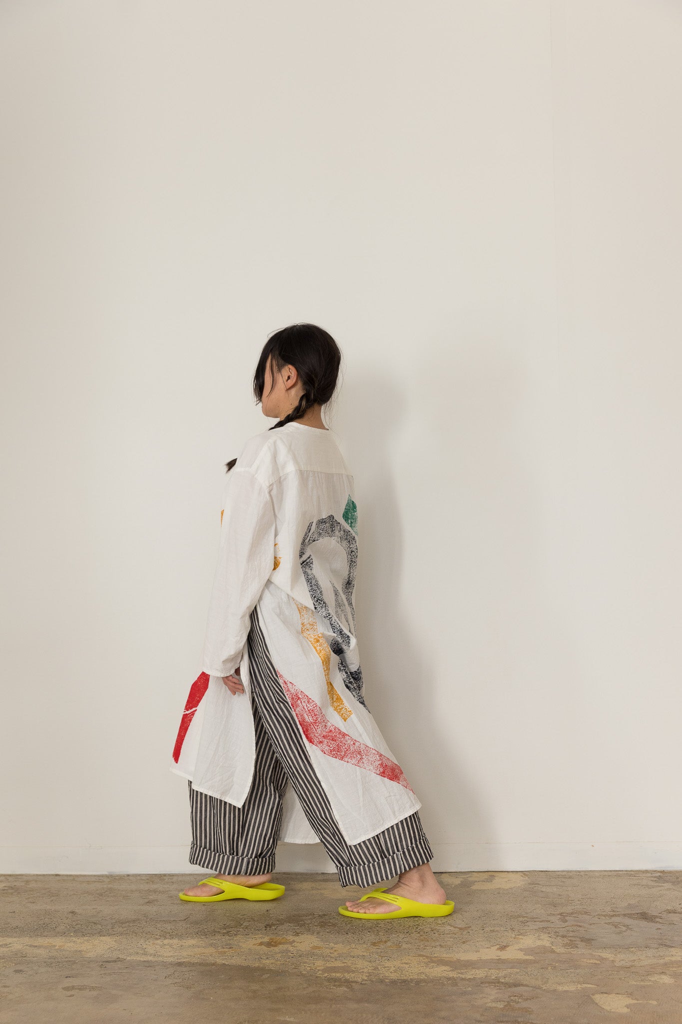 Separate shirt long / Geometric dyed