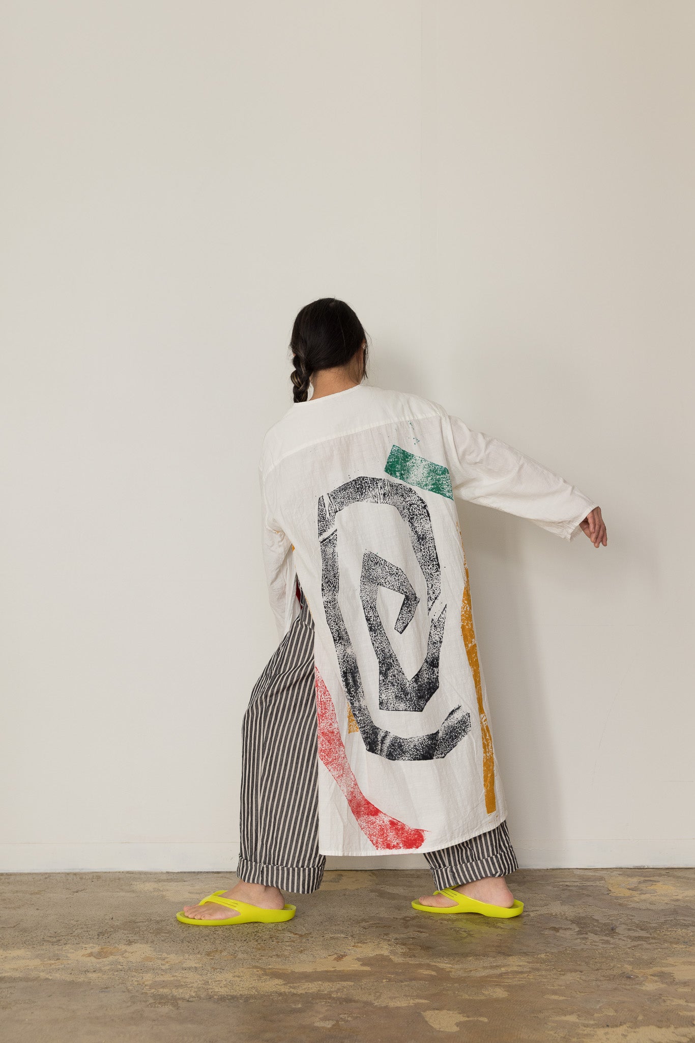 Separate shirt long / Geometric dyed