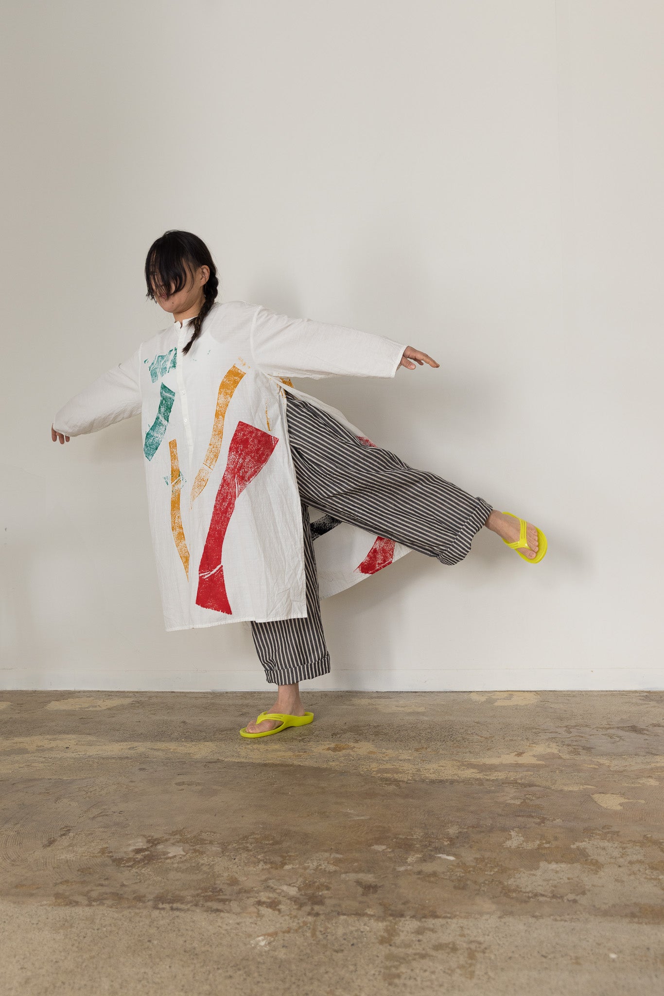 Separate shirt long / Geometric dyed