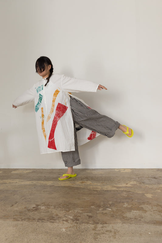 Separate shirt long / Geometric dyed