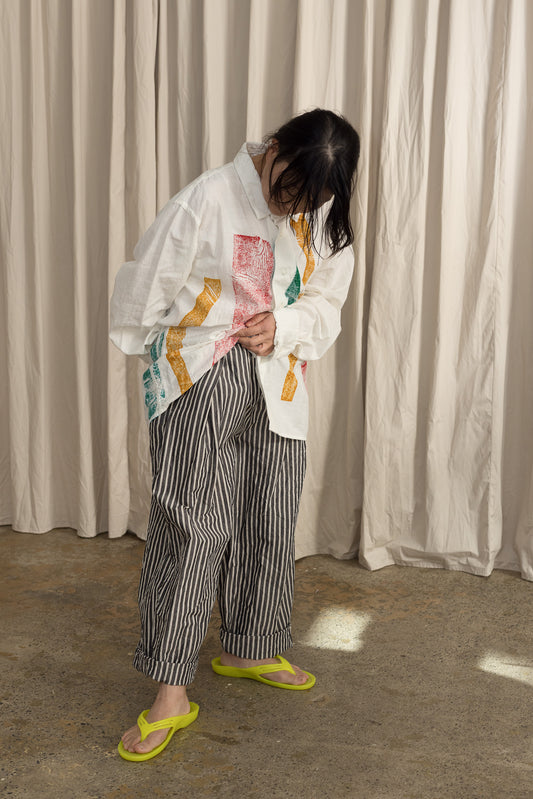 One tack wide pants / Black stripe