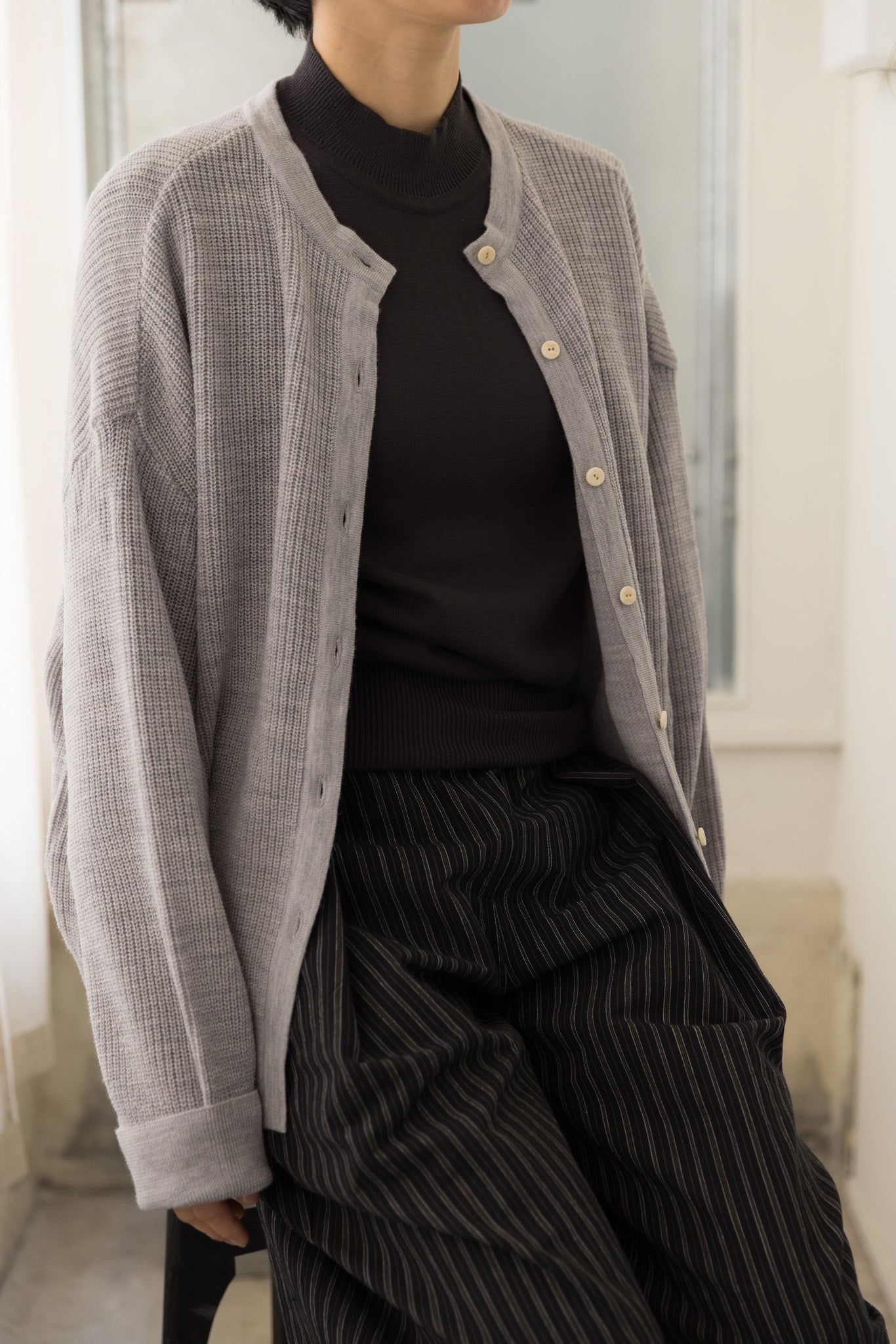 Fruit cardigan / Light gray