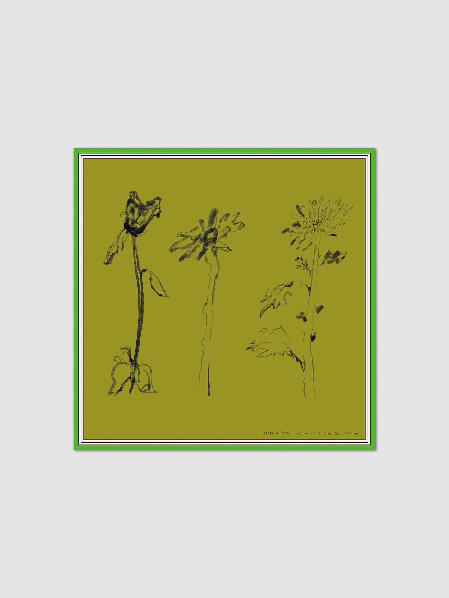 Block print fabric / Green-dyed (hand-brushed)