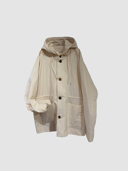 Curvy hood jacket / Ecru