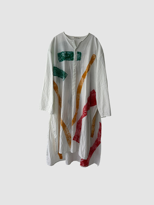 Separate shirt long / Geometric hand dyed
