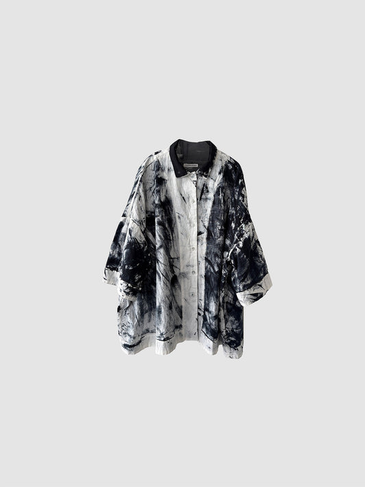 Bloom shirt / Black dyed (hand brush)