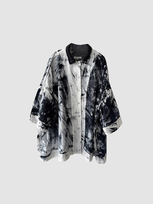 Bloom shirt / Black dyed (hand brush)