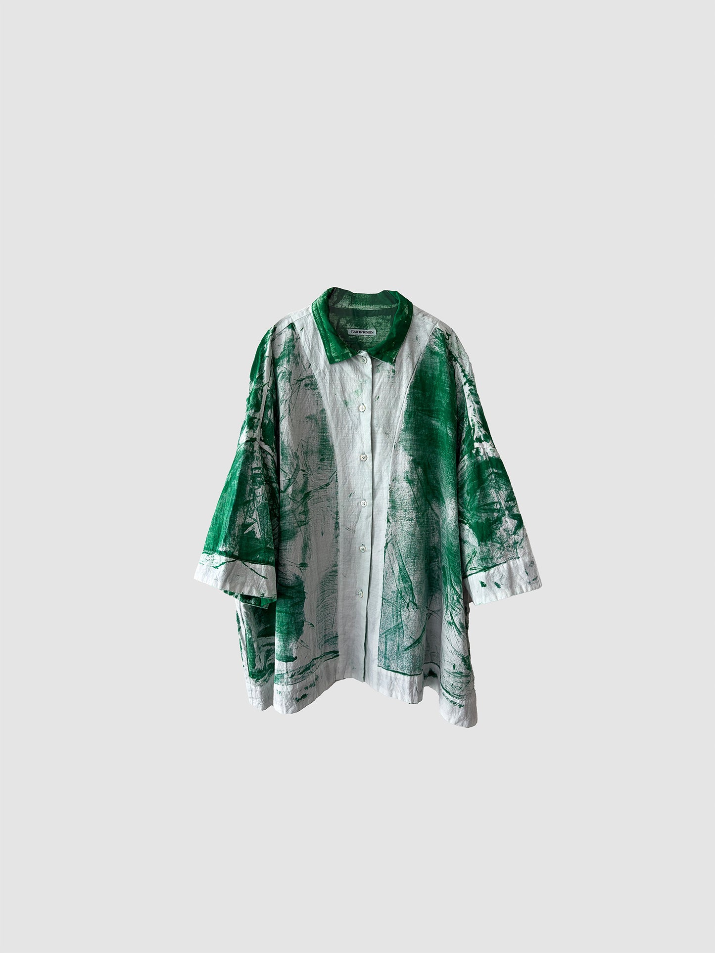 Bloom shirt / Green dyed (hand brush)