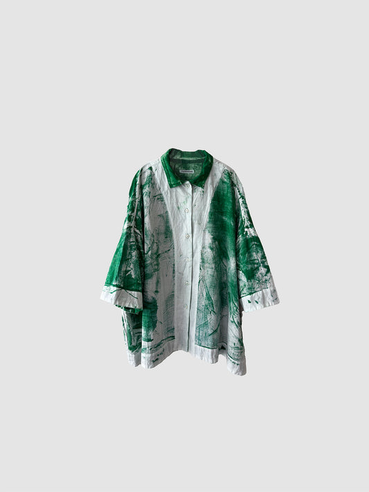 Bloom shirt / Green dyed (hand brush)