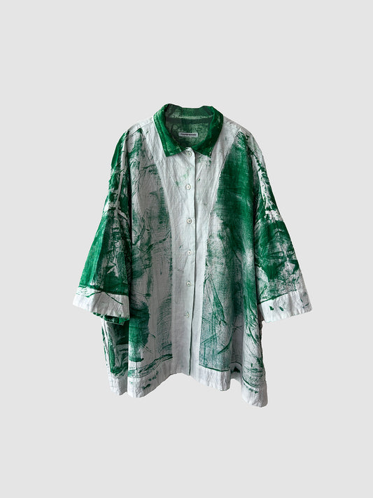 Bloom shirt / Green dyed (hand brush)