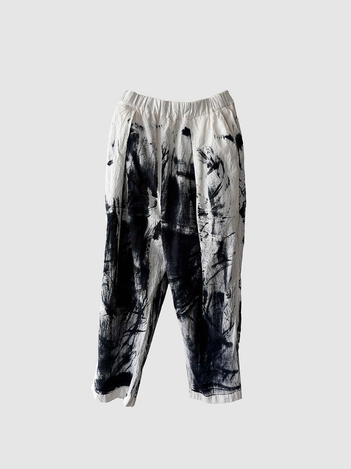 One tack easy pants / Black dyed (hand brush)