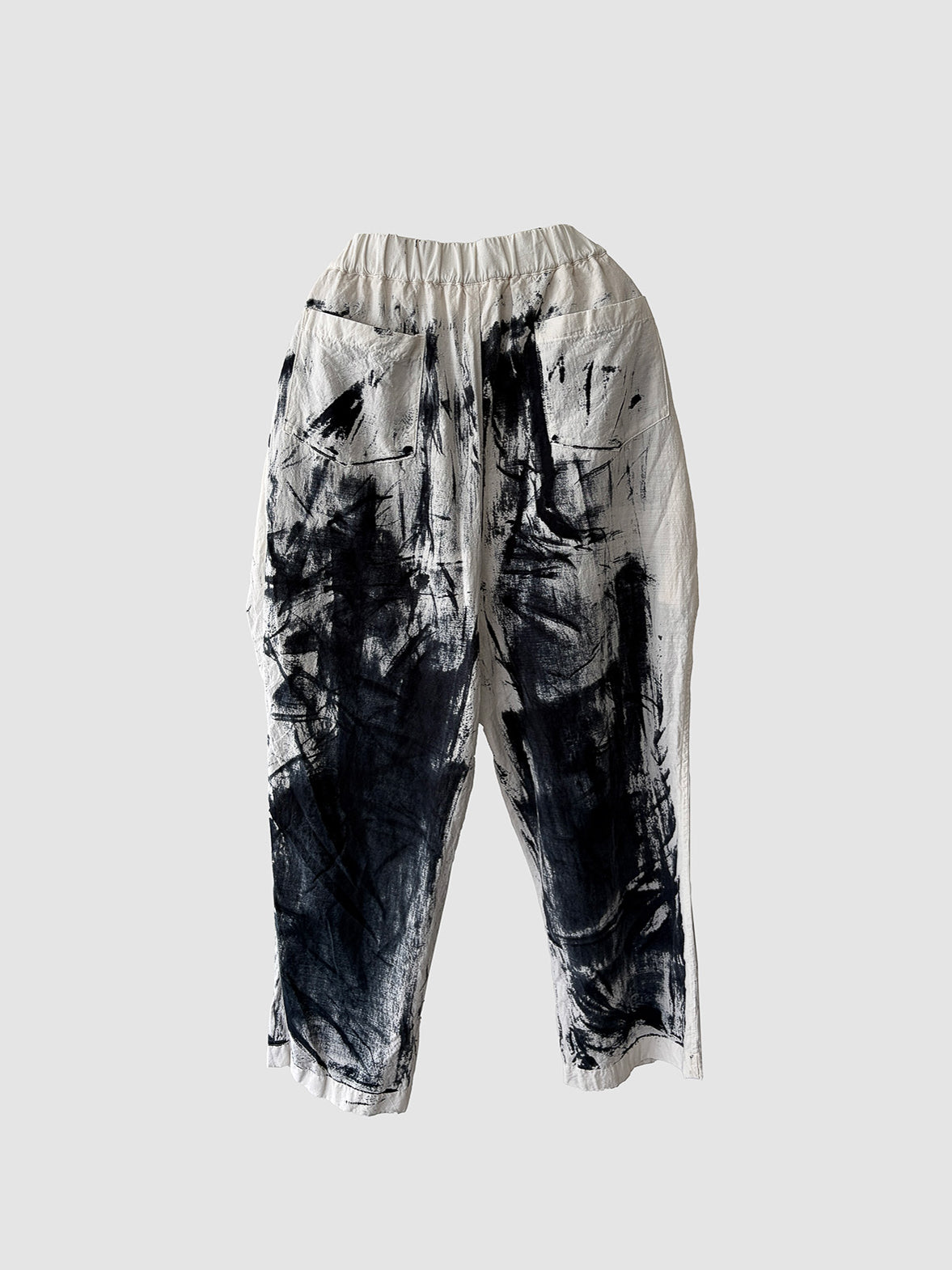 One tack easy pants / Black dyed (hand brush)
