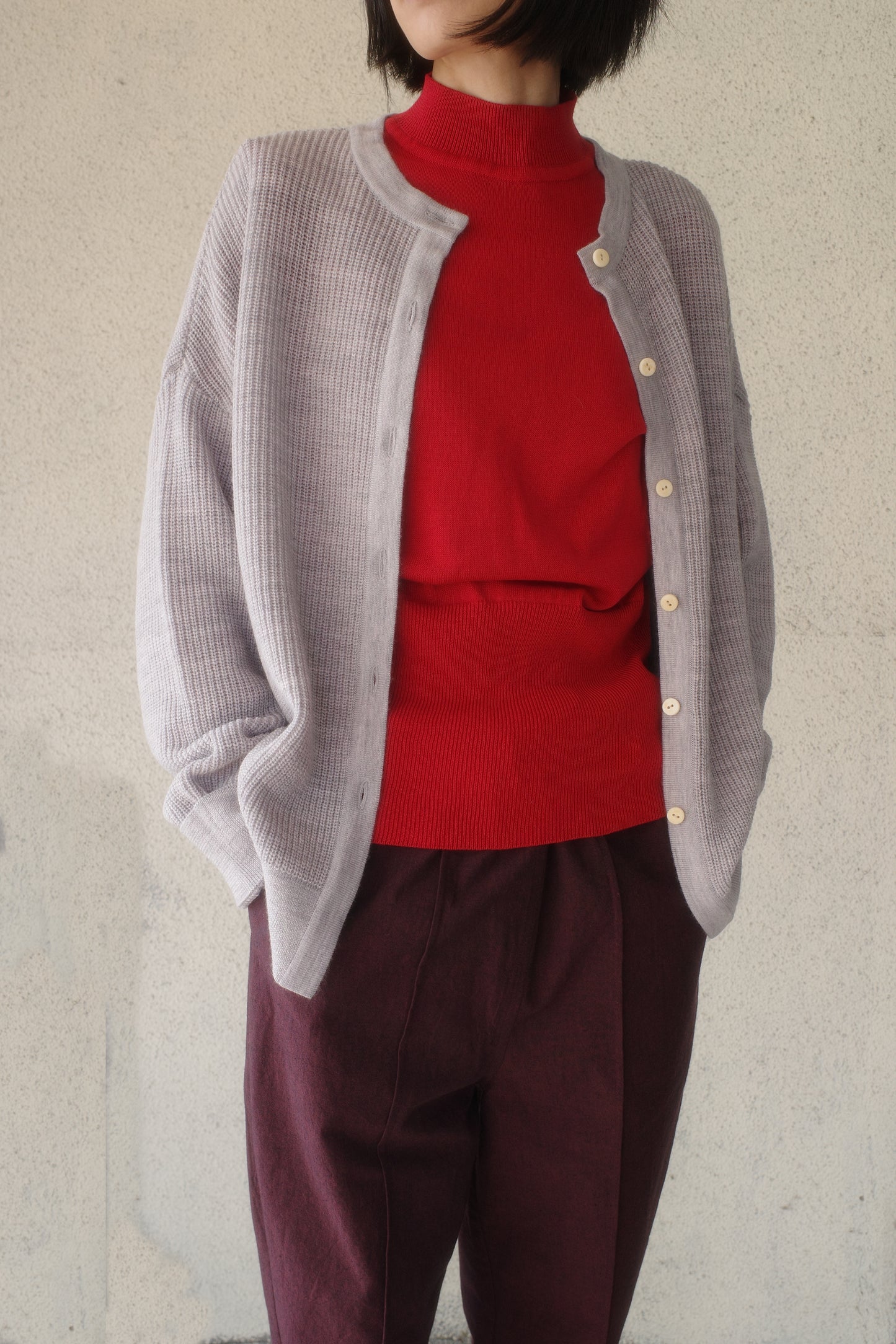 Fruit cardigan / Light gray