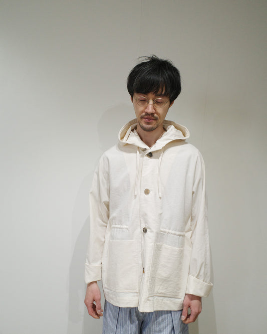 Curvy hood jacket / Ecru