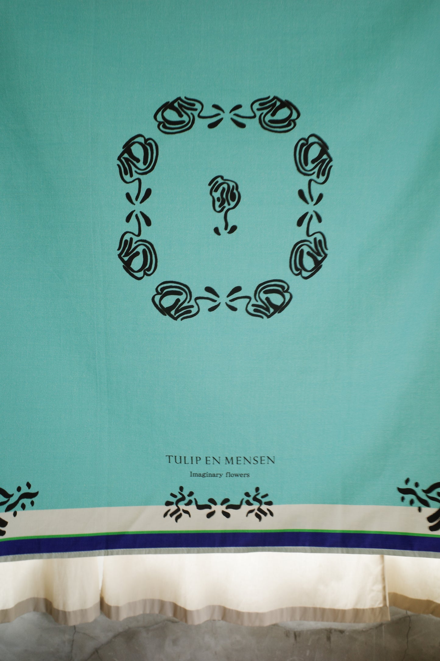 Block print fabric / Green-dyed (hand-brushed)