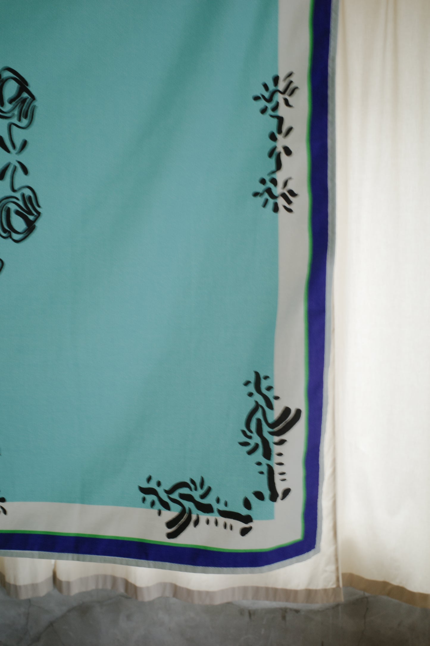 Block print fabric / Green-dyed (hand-brushed)